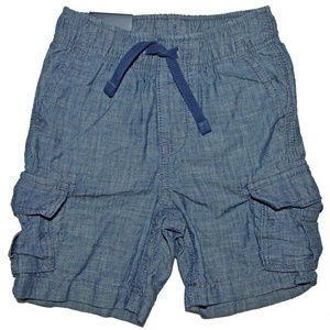 Baby Gap NWT Blue Chambray Denim Cargo Pull-On Shorts 12-18 18-24 Months